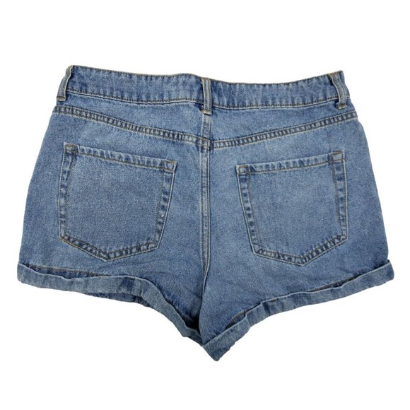 Forever 21 Womens shorts sz 30 high rise short short cotton light wash cuff - Picture 2 of 7